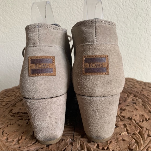 TOMS Women's Size 9 Desert Sand Beige Tan Lace Up Wedge Boots Ankle Booties - Picture 5 of 9